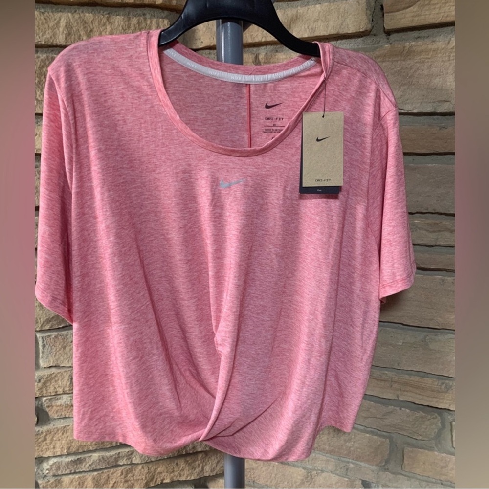 Nike Pink Dri-FIT Twist-Front Short Sleeve Tee